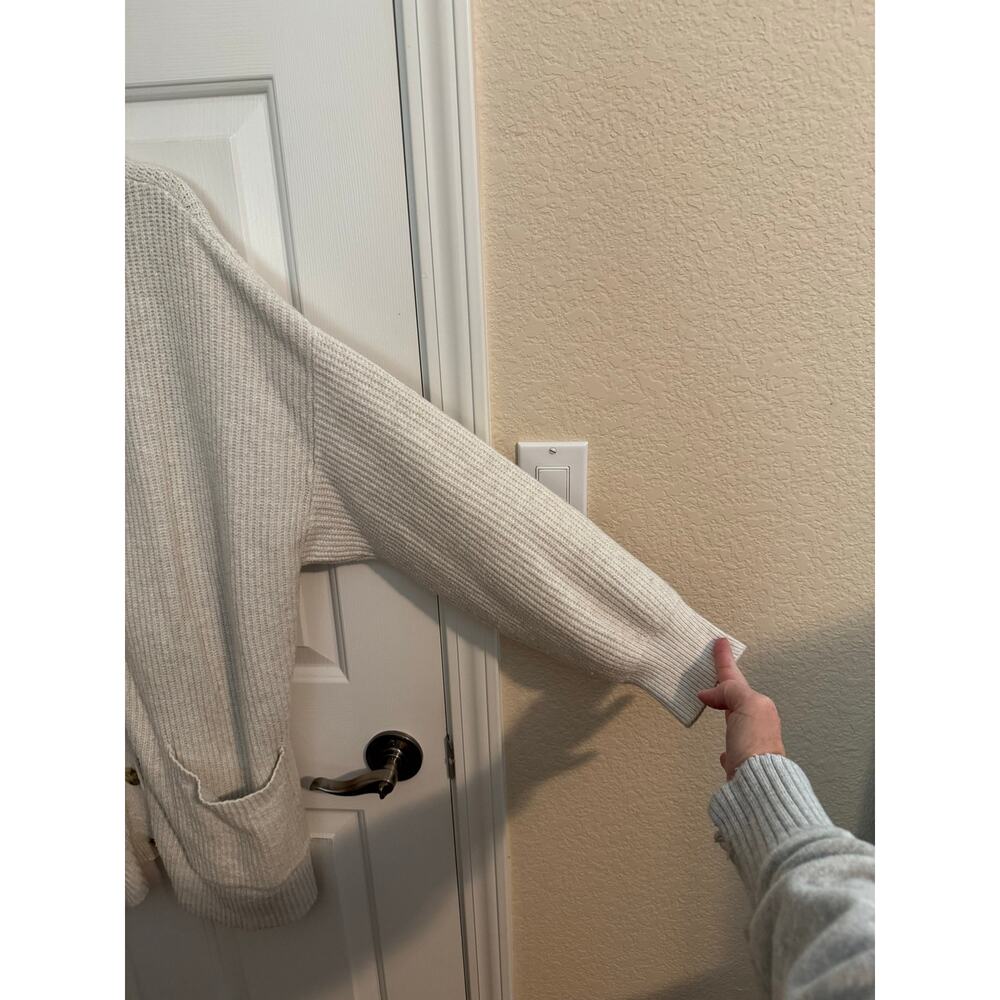 Aerie Wide Rib Oversized Cardigan Grandpa Cream Oatmeal Cotton Blend L fits 2X - Picture 5 of 9
